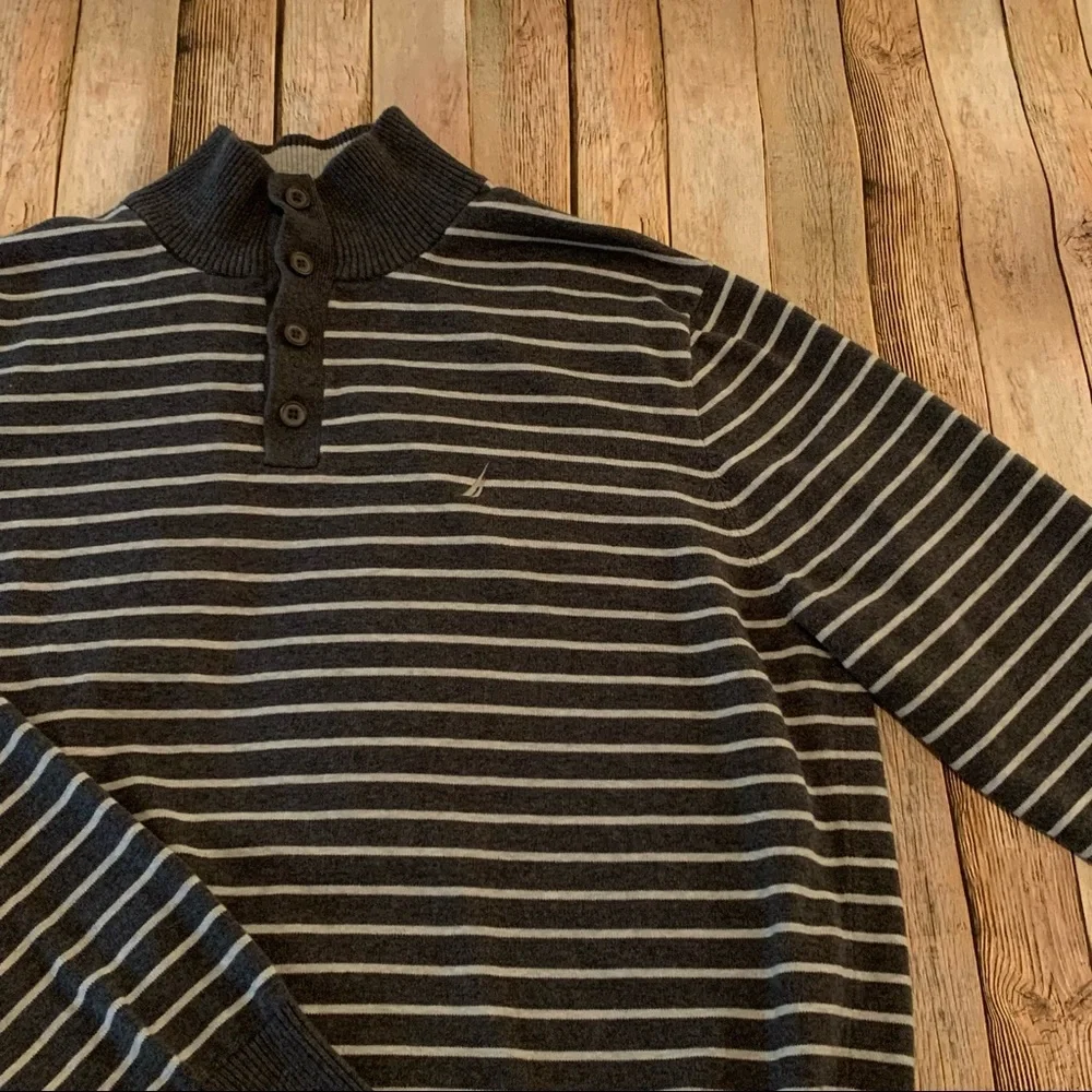 Nautica mens long sleeve striped pullover Henley sweater | size Extra Large